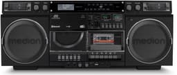 MEDION P66538 Cassetterecorder (retro boombox met cd-speler, jaren 80, groot, USB, SD, cd, cassette MC, DAB+ radio telescopische antenne, Bluetooth, cassettedeck, opnamefunctie, werkt op batterijen) — thumbnail 4