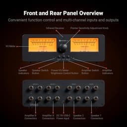 Fosi Audio LC30 VU Meter Versterker Luidspreker Selector Box, 2-Weg Analoge Audio Schakelaar - voor Stereo HiFi Versterkers en Passieve Luidsprekers, - Geel — thumbnail 4