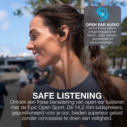 JLab Epic Open Sport Draadloze Oordopjes - Sport Oortjes Draadloos - Open Ear - 30 uur Batterijduur - IP55 Zweetbestendig - HiRes Audio - Google Fast Pair - Zwart — thumbnail 3
