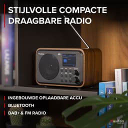 DAB radio met Bluetooth - Audizio Milan - DAB radio retro met accu en FM radio - Hout — thumbnail 3