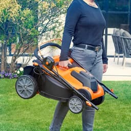 Accugrasmaaier - Elektrische Grasmaaiers - Gazontrimmer - Grastrimmer - met Mulchmaat 40L - Snijbreedte 37cm - Maaibreedte 300m² - Maaihoogte op 6 Niveaus - 2 x 4000 mAh Lithium-ion Accu - Oplader - 24V - Zwart&Oranje — thumbnail 4