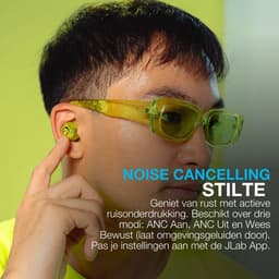 JLab Go Pop ANC Draadloze Oordopjes - Noise Cancelling Oortjes Draadloos - 24 uur Batterijduur - Bluetooth Multipoint - Met Microfoon - Geschikt voor Android en Apple - Clear Neon Green — thumbnail 2