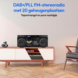 MEDION P66538 Cassetterecorder (retro boombox met cd-speler, jaren 80, groot, USB, SD, cd, cassette MC, DAB+ radio telescopische antenne, Bluetooth, cassettedeck, opnamefunctie, werkt op batterijen) — thumbnail 5