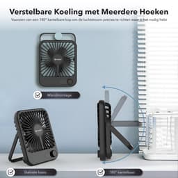 Gadgetplace Tafelventilator Draadloos - Windsnelheid Verstelbaar - Batterij Indicatie - Mini USB ventilator - Bureau ventilator - Hand Fan — thumbnail 3