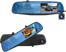 Dashcam voor Auto - 4.3 Inch - Full HD 1080P Auto Rij Recorder - Achteruitkijkspiegel DVR - Nachtzicht, Bewegingsdetectie, Parkeermodus - 6M Achteruitrijcamera - Zonder Geheugenkaart - Zwart — thumbnail 1