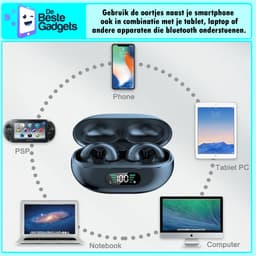 Draadloze oordopjes met oorclip Kaki - Sport Oordopjes - Geschikt voor Apple en Android - Bluetooth 5.3 - Draadloze oortje Bluetooth - Sport Oordopjes - Bluetooth Oordopjes - Draadloze Oordopjes - Oortjes Draadloos - In-Ear Oordopjes — thumbnail 2
