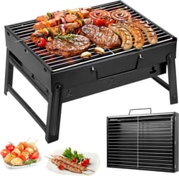 Uten Opvouwbare mini bbq houtskool - barbecue houtskool - Houtskoolbarbecues - Camping barbecues- Barbeque - Grilloppervlak (L x B) 35 x 27 cm - Zwart — thumbnail 1