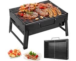 Uten Opvouwbare mini bbq houtskool - barbecue houtskool - Houtskoolbarbecues - Camping barbecues- Barbeque - Grilloppervlak (L x B) 35 x 27 cm - Zwart