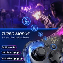 RGB Controller Draadloos - Geschikt voor Nintendo Switch - Controllers - Pro Versie - Turbo en Macro Knoppen - Transparant — thumbnail 4