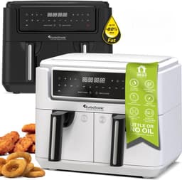 TurboTronic AF118 Dubbele Airfryer XXL - Digitale Heteluchtfriteuse - Dubbele mand - 7,6 Liter - 2x 3,8L - 12 programma's - Touchscreen - Wit — thumbnail 5