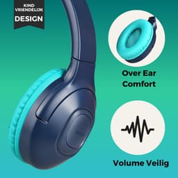 WiseQ Onbreekbare Draadloze Kinderkoptelefoon Geluid Dempend - Koptelefoon Kind Bluetooth – Kinder Koptelefoon Draadloos – Over Ear – Met Microfoon – Volumebegrenzer – Blauw — thumbnail 3