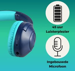 WiseQ Onbreekbare Draadloze Kinderkoptelefoon Geluid Dempend - Koptelefoon Kind Bluetooth – Kinder Koptelefoon Draadloos – Over Ear – Met Microfoon – Volumebegrenzer – Blauw — thumbnail 4