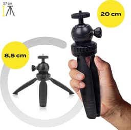 Overmax Tripod Stand Mini – Compact Verrijdbaar Statief – Tot 2 kg – 1/4” Schroefdraad – Inklapbaar tot 20 cm – Lichtgewicht & Duurzaam – Geschikt voor Projectoren, Camera’s en Meer – Verstelbare Beeldhoek – Voor Thuisbioscoop en Presentaties — thumbnail 3