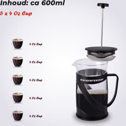 French Press Koffiemaker 600ml - RVS & Kunststof Cafetière - Borosilicaatglas Espresso & Thee Maker - Koffiepers & Koffiepot - Geschikt voor Koffie en Thee — thumbnail 2