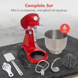 KitchenBrothers Keukenrobot - Keukenmachine - 6,2L Mengkom - 1800W - BPA-vrij - Keukenmixer - Aluminium - Rood — thumbnail 2