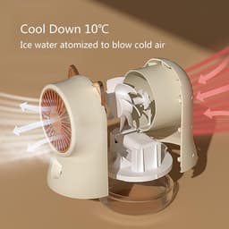 Ventilator - Mini ventilator - Oplaadbare kleine ventilator met vernevelaar, krachtige luchtstroom met 3 standen, draagbare tafelventilator, brede luchtverspreiding, stille oscillerende luchtcirculator voor thuis en op kantoor (roze) — thumbnail 4