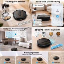 AIRROBO G50 – Robotstofzuiger – zuigkracht van 4000 Pa – ondersteuning voor app- en spraakbediening – ultradun ontwerp – bijzonder geschikt voor het verwijderen van dierenharen — thumbnail 5