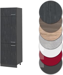 Koelkast ombouwkast - Keukenmodule Hoge kast - Keuken Inrichten - Naadloze Integratie - 60 cm breed - Zwart beton — thumbnail 4