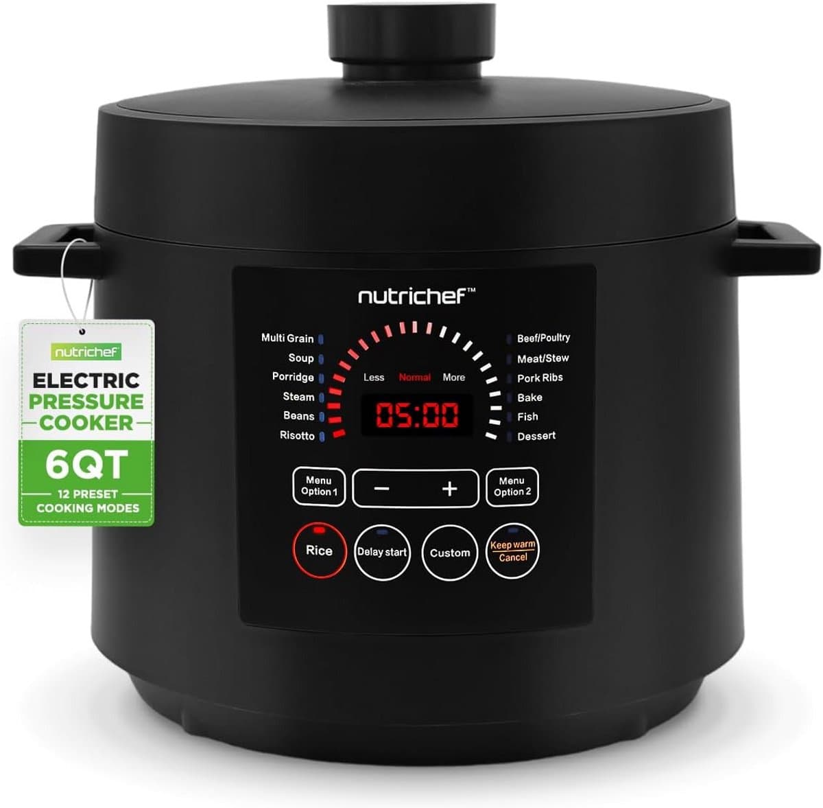 Elektrische Snelkookpan - Multicooker Pan - Snel Maaltijden Bereiden - 9 Voorgeprogrammeerde Modi - 6 Quart Capaciteit - Zwart — afbeelding 1