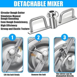 Deegkneder - Broodmixer - Deeg Bereiden - Dubbele Rotatie - 8kg Capaciteit - Zilver — thumbnail 5