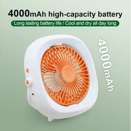 Draagbare Plafondventilator en Wandventilator met Afstandsbediening - Oplaadbare Bureauventilator met 4000mAh Accu en Verlichting - Automatisch Oscillerende Mini Ventilator voor Camping, Camper en Slaapzaal — thumbnail 4