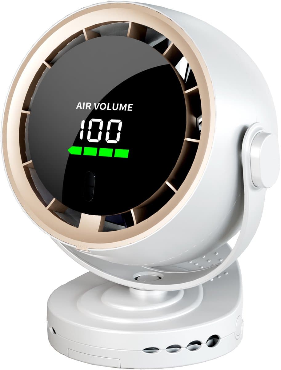 Ventilatoren-mini ventilator-Krachtige Tafelventilator met Turbo Airflow - 100 Snelheden - Oplaadbare USB Ventilator met LED Display - 10 Uur Batterij - Stille Bureauventilator voor Slaapkamer en Kantoor — afbeelding 1
