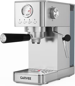 Compacte Pistonmachine met Melkopschuimer en Drukmeter - Espressomachine RVS - 1300W - Voor Espresso & Cappuccino — thumbnail 1