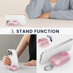 kwmobile Transparante hoofdtelefooncase voor Apple Airpods Pro 3 hoes - Headphones TPU cover met standaardfunctie en veiligheidsvergrendeling - poederroze — thumbnail 3