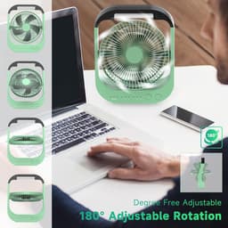 Camping ventilator 10000mAh oplaadbaar - Tafelventilator met LED lamp, timer, 4 snelheden en 180° rotatie — thumbnail 3
