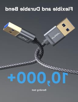USB 3.0 Type A Male naar Male Datakabel, 2-pack (1M + 2M), Hoge Snelheid voor Externe Harde Schijf, Laptop en Blu-ray Speler, 1+2m Grijs — thumbnail 5