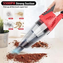 Draadloze Handstofzuiger - Kruimeldief Auto Stofzuiger - Auto Interieur Reinigen - 5500 Pa Hoge Zuigkracht - 1200 Gram - Rood Zwart — thumbnail 3