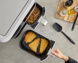 Dubbele Heteluchtfriteuse - Airfryer Duo - Gezond Koken - Twee Lades - 9 Liter - Wit — thumbnail 4
