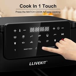 Heteluchtfriteuse met 2 Lades - Airfryer Dubbel - Gezond Koken - Dubbele Kookzone - 9 Liter - Zwart — thumbnail 2