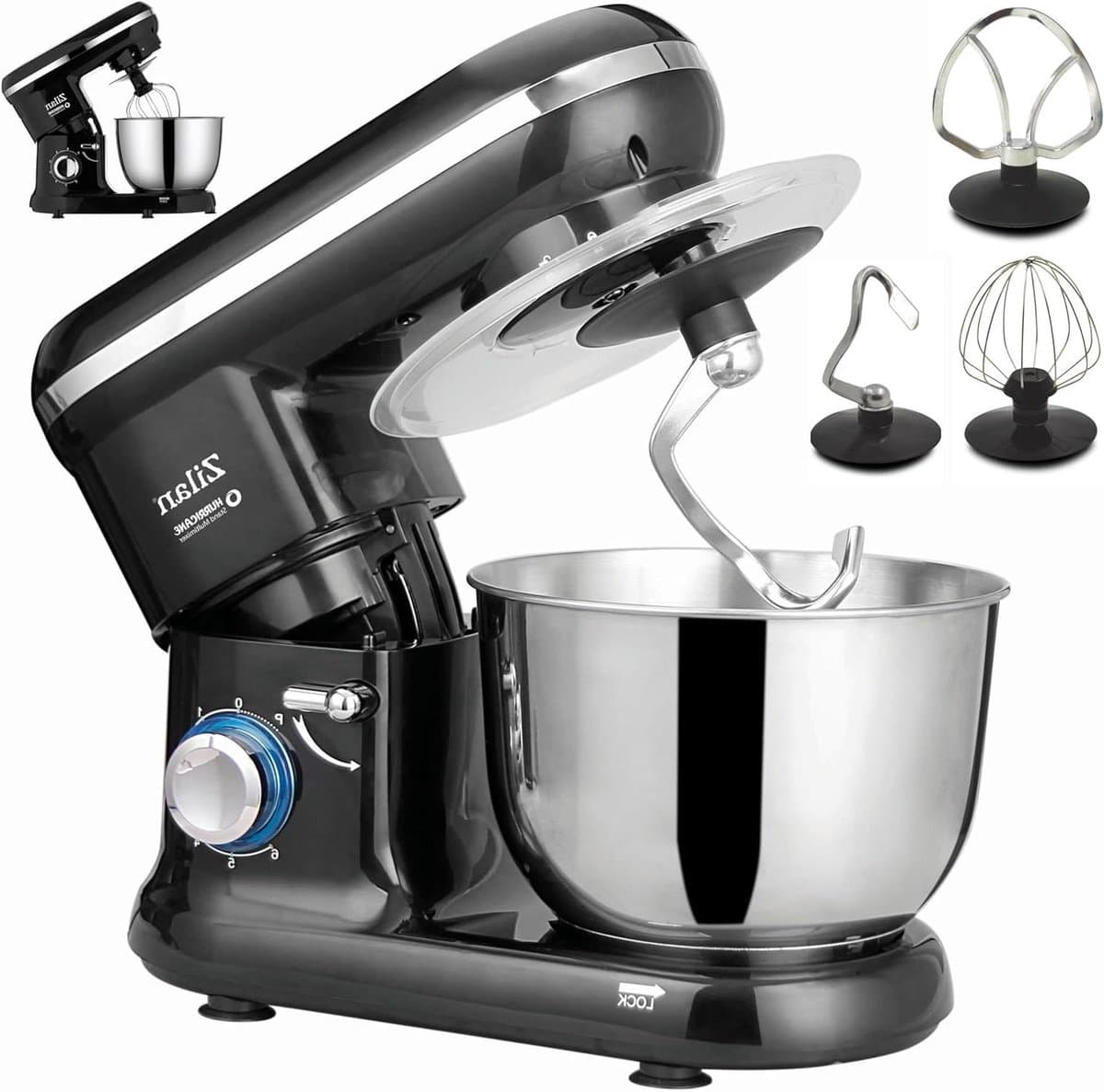 Keukenmachine - Mixer Deegmaker - Bakken en Koken - Planetair Roersysteem - 4.5 Liter Kom - Zwart — afbeelding 1
