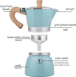 Espresso Maker voor 6 Kopjes - 10oz Handmatige Moka Pot voor Italiaanse Koffie, Aluminium Percolator en Koffiezetapparaat — thumbnail 1