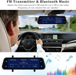 Achteruitkijkspiegel-dashcam - met draadloze Apple CarPlay- en Android Auto-functionaliteit - 9,66 inch - 4K-resolutie - IPS-touchscreen - dual-screen dashcam - Bluetooth + AHD-achteruitrijcamera - wifi - inclusief 32 GB SD-kaart — thumbnail 2