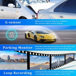 Achteruitkijkspiegel-dashcam - met draadloze Apple CarPlay- en Android Auto-functionaliteit - 9,66 inch - 4K-resolutie - IPS-touchscreen - dual-screen dashcam - Bluetooth + AHD-achteruitrijcamera - wifi - inclusief 32 GB SD-kaart — thumbnail 4