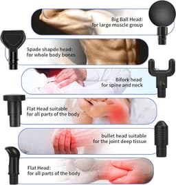 Massagepistool - Spierontspanning Apparaat - Herstel na sport - 20 snelheden 6 koppen - 6 uur batterij - Zwart Goud — thumbnail 4