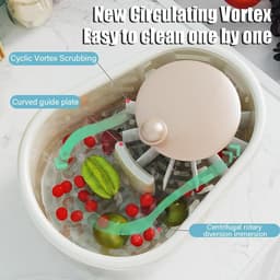 Groente Fruit Was - Reinigingsspinner Keuken - Voedselbereiding Thuis - Multifunctioneel Met Schrobber - Grote Capaciteit - Blauw — thumbnail 5