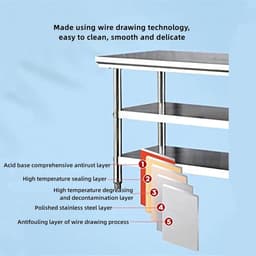 Werkbank RVS - Buitenkeuken Tafel - Voedselbereiding Buiten - Drielaags Opslagontwerp - 31x19x31 inch - Zilver — thumbnail 3