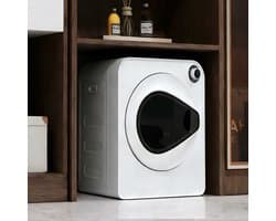 Re-purelife® wasdroger 4 kg met 4 programma's - compacte kledingdroger van roestvrij staal en PCM-behuizing - stapelbare droogtrommel met koelfunctie en wandmontage - wit 49,5 × 41,5 × 59,5 cm