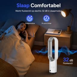 Pelor Bladloze Torenventilator 24 Inch – Luchtreiniger met Koelfilter – 10 Snelheden – Stille Modus – Wit – Veilig & Energiezuinig — thumbnail 3