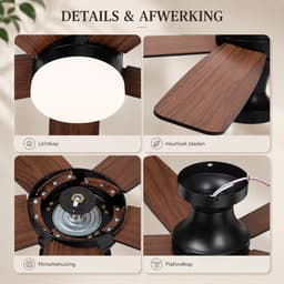 Rosnek Plafondventilator met Lamp - Ø106 cm - Ventilator Plafond met Dubbelzijdige Bladen - LED Plafondlamp Dimbaar - Afstandsbediening & App - 6 Snelheden - Stille DC Motor — thumbnail 3