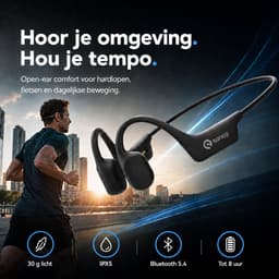 Sanag Bone Conduction Headphones – Sport Koptelefoon – Veilig Fietsen & Hardlopen – 10 Uur Batterij – IPX5 Waterdicht & Open Ear Design – Zwart — thumbnail 2