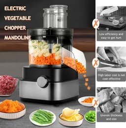 Elektrische groentesnijder - Keukenmachine - Maaltijden Bereiden - 5 snijfuncties - 5 liter inhoud - Zilver — thumbnail 5