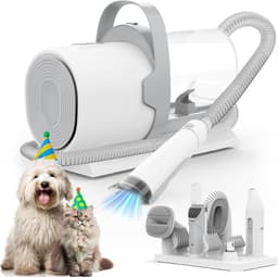 Hondenverzorgingszuiger - Dierenverzorgingstool - Netjes Huisdier - 7-in-1 Set - 2.5L Stofbeker - Grijs — thumbnail 1