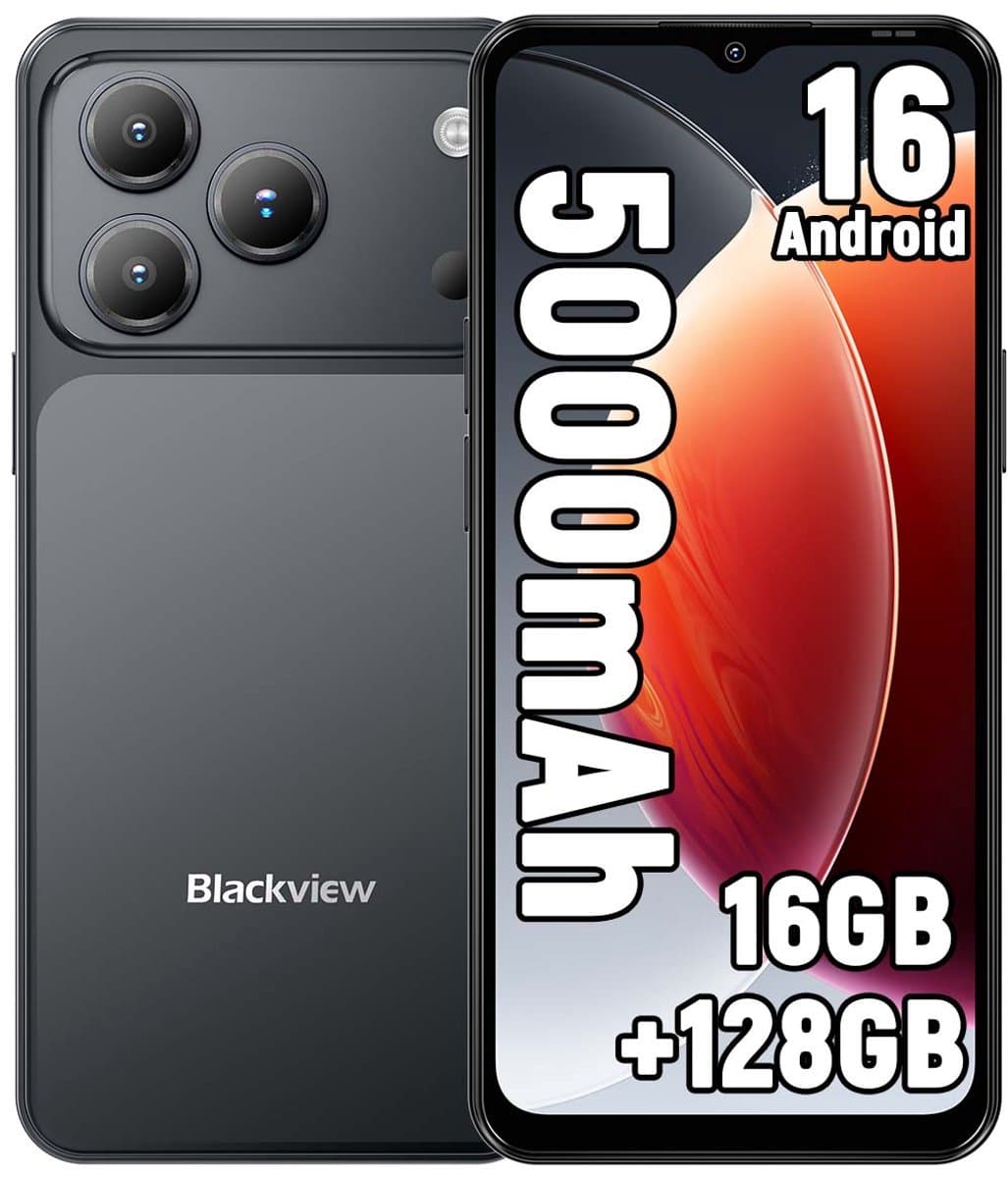 Blackview WAVE 7C Smartphone 4G - 16GB RAM - 128GB ROM - 6,56 inch - Android 16 Telefoon - 5000 mAh - Dual SIM - GPS - OTG - Zwart — afbeelding 1