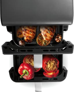Dubbele Airfryer - Heteluchtoven Multicooker - Gelijk Garen - Verticale Dubbele Kamer - 10 Liter - Grijs — thumbnail 3