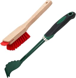 Grasmaaier reiniger - Schrobborstel met schraper - Tuinonderhoud - 2-in-1 functie - 32 cm lengte - Meerkleurig — thumbnail 1