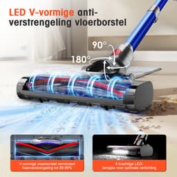 Elekiatech Steelstofzuiger - 46000Pa - 50 Minuten Gebruikstijd - 8 Kegel Filtersysteem Steelstofzuiger Draadloos - 1,5 L Stofbak - 2200 mAh Accu - voor Tapijten en Harde Vloere - Blauw — thumbnail 3